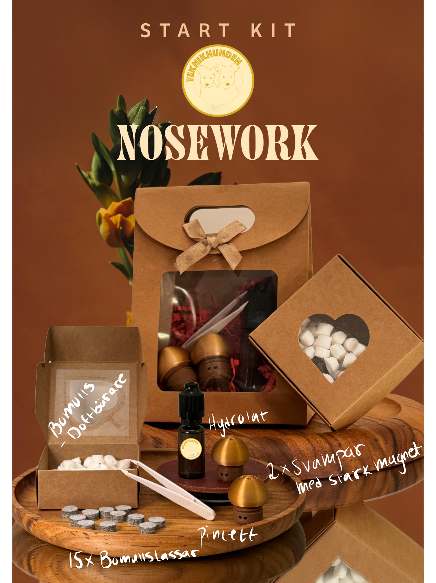 Nosework kit, svampar med stark magnet