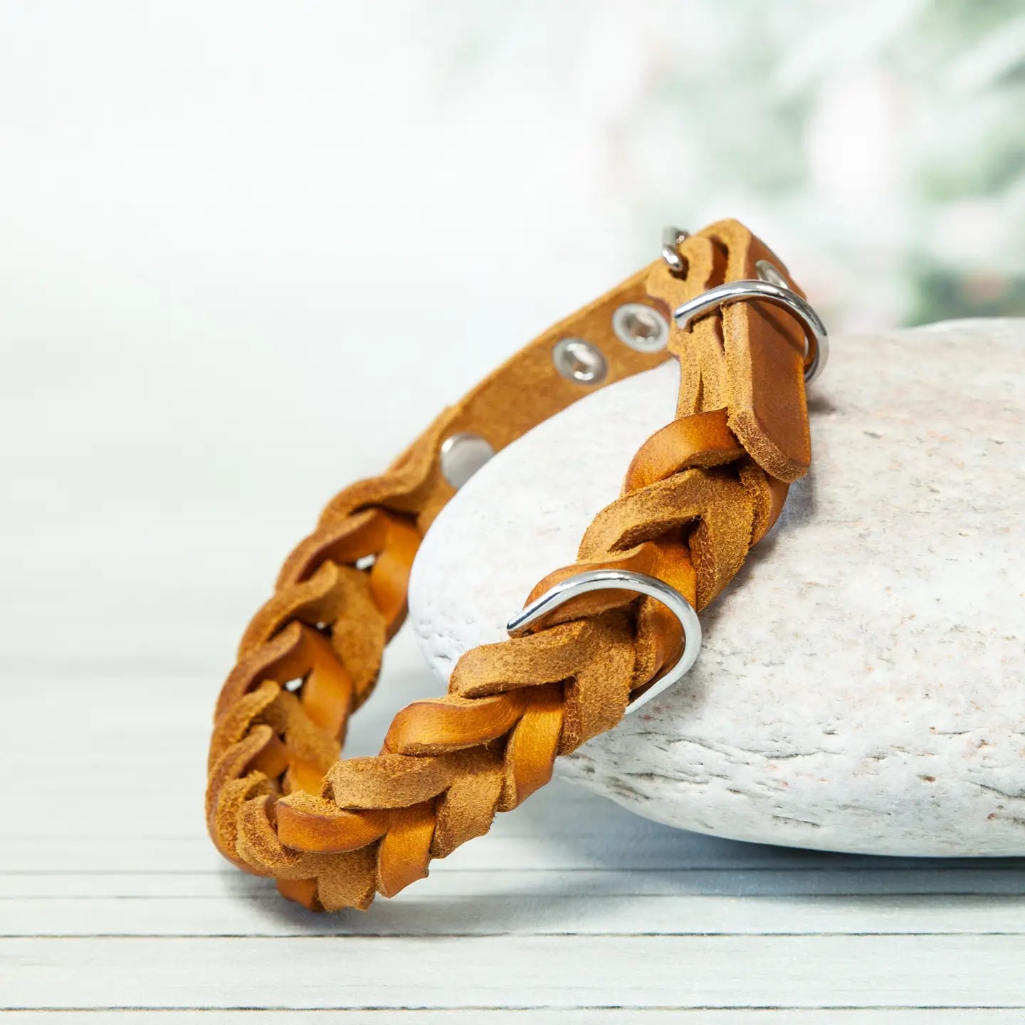 Läderhalsband cognac