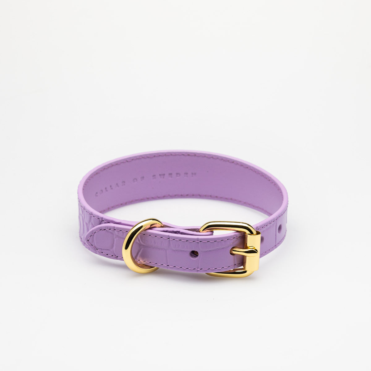 Violett Croco Hundhalsband, läder