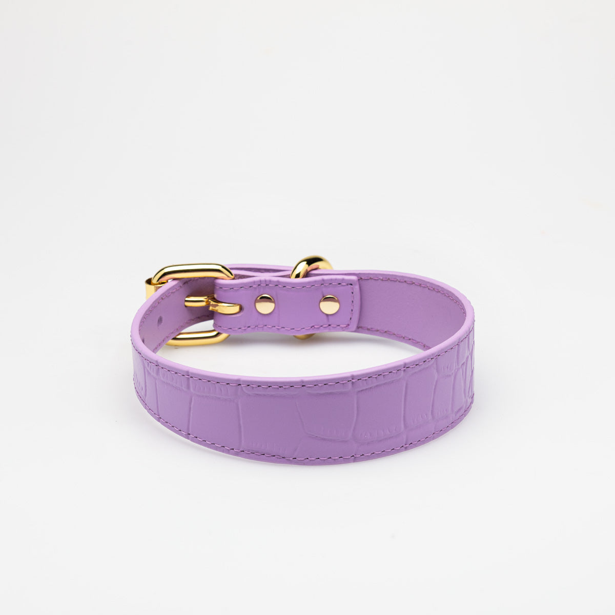 Violett Croco Hundhalsband, läder