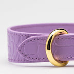 Violett Croco Hundhalsband, läder