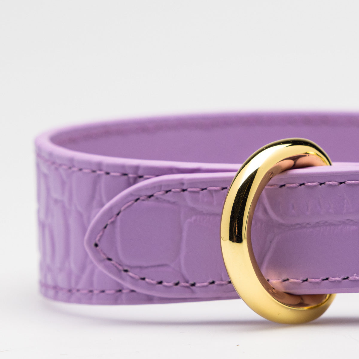 Violett Croco Hundhalsband, läder