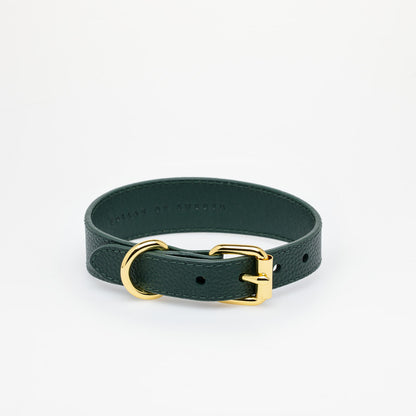 Mörkgrönt Hundhalsband Läder